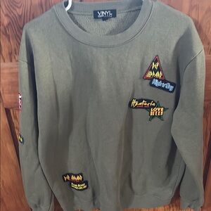 VINYL Icons Def Leppard Olive Green Graphic Men's Sweatshirt